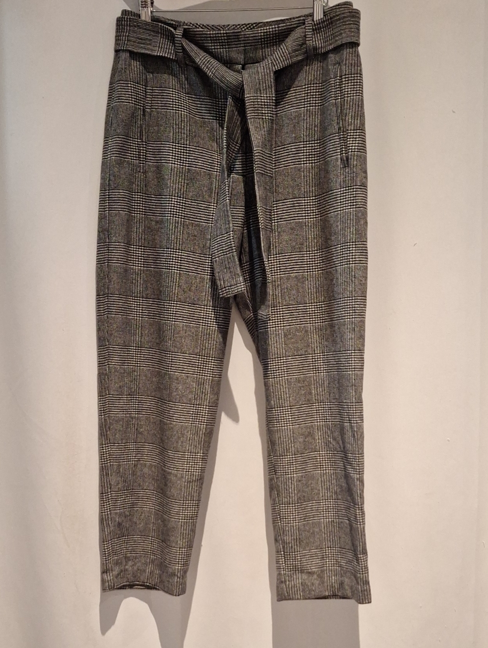 Aritzia Wilfred Jallade Women's Black And White Plaid Tie-Waist Pants